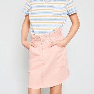Hayden Girls Pink Paperbag Distressed Skirt